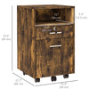 Vinsetto 2 Drawer Filing Cabinet with Lock, Vertical File Cabinet with Wheels, Mobile Office Cabinet for A4, Letter Size, Rustic Brown