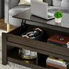 HOMCOM Lift Top Coffee Table with Hidden Storage Compartment and Open Shelves, Lift Tabletop Pop-Up Center Table for Living Room, Dark Walnut