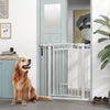 PawHut Dog Gate, Walk Through Pet Gate with Small Pet Door, Auto Close, for Doorways, House, Stair, 2 Extension Kits, Pressure Mount Kit, 30"-41" W x 42" H