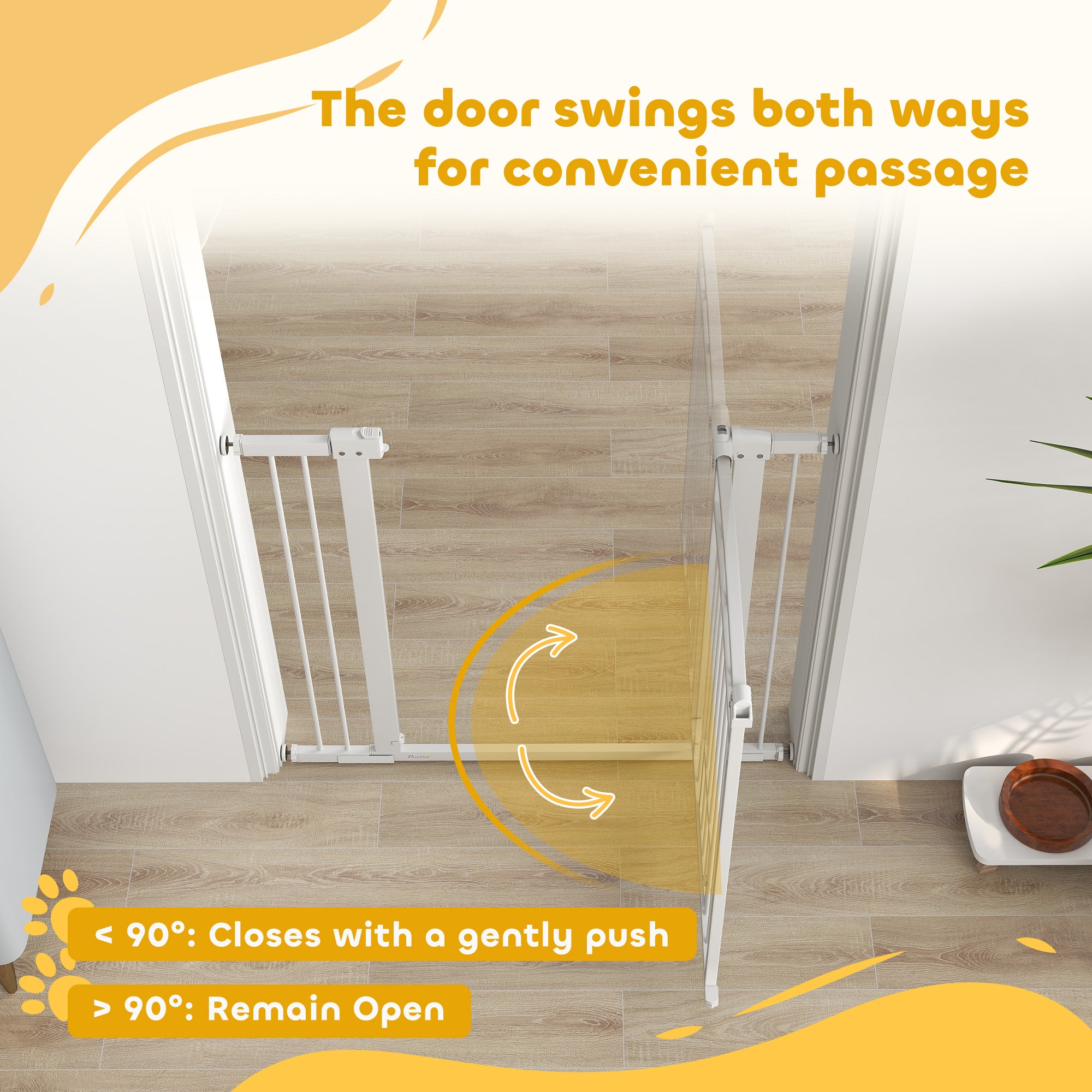PawHut Dog Gate, Walk Through Pet Gate with Small Pet Door, Auto Close, for Doorways, House, Stair, 2 Extension Kits, Pressure Mount Kit, 30