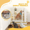 PawHut Dog Gate, Walk Through Pet Gate with Small Pet Door, Auto Close, for Doorways, House, Stair, 2 Extension Kits, Pressure Mount Kit, 30"-41" W x 42" H