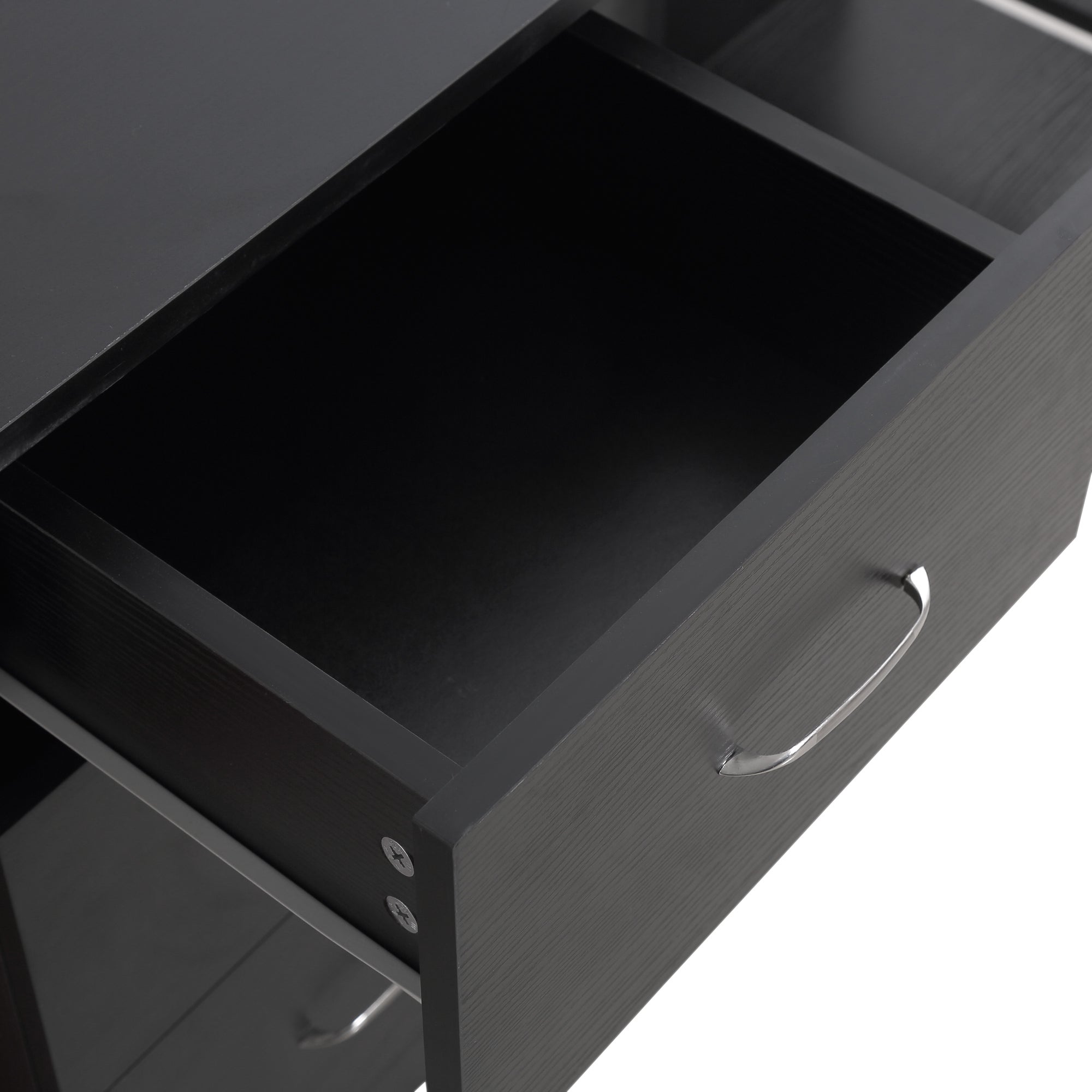 HOMCOM Computer Desk with 3-Tier Storage Shelves, 47 Inches Home Office Desk  with Drawers, Study Writing Table, Black