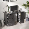 HOMCOM Computer Desk with 3-Tier Storage Shelves, 47 Inches Home Office Desk  with Drawers, Study Writing Table, Black