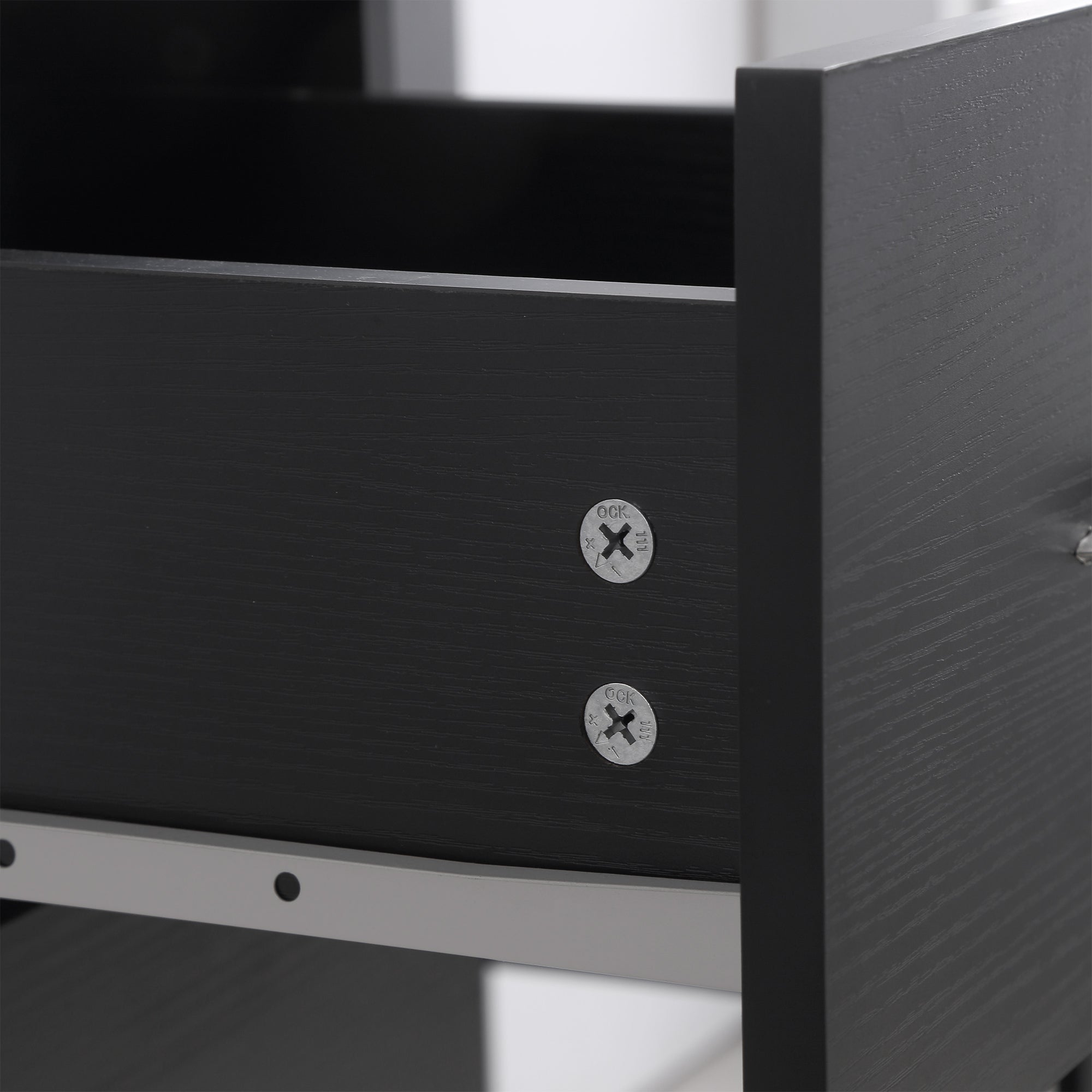 HOMCOM Computer Desk with 3-Tier Storage Shelves, 47 Inches Home Office Desk  with Drawers, Study Writing Table, Black