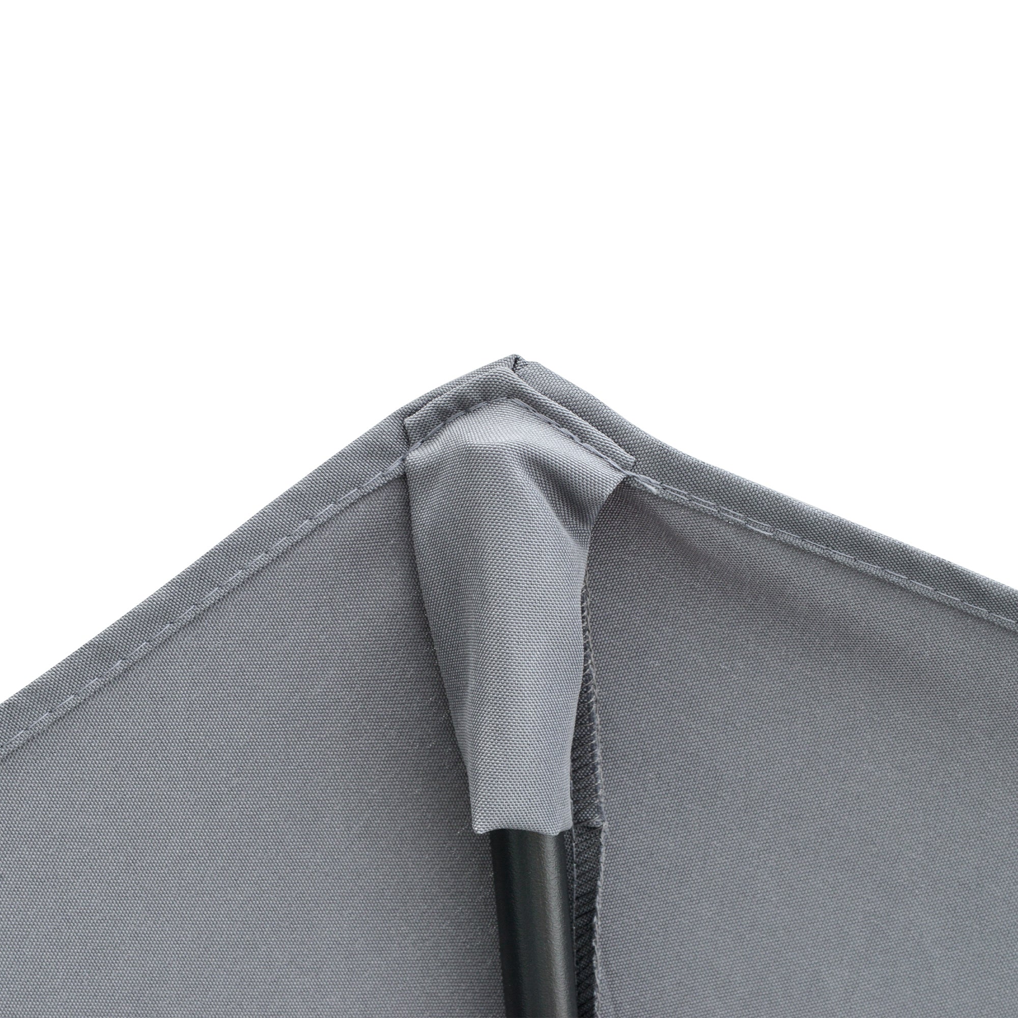 Outsunny 6.6 x 6ft Patio Umbrella with Double-Sided Canopy, Outdoor Market Half Parasol Sun Shade with Crank Handle and Cross Base for Garden, Balcony, Dark Grey