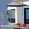 Outsunny 6.6 x 6ft Patio Umbrella with Double-Sided Canopy, Outdoor Market Half Parasol Sun Shade with Crank Handle and Cross Base for Garden, Balcony, Dark Grey