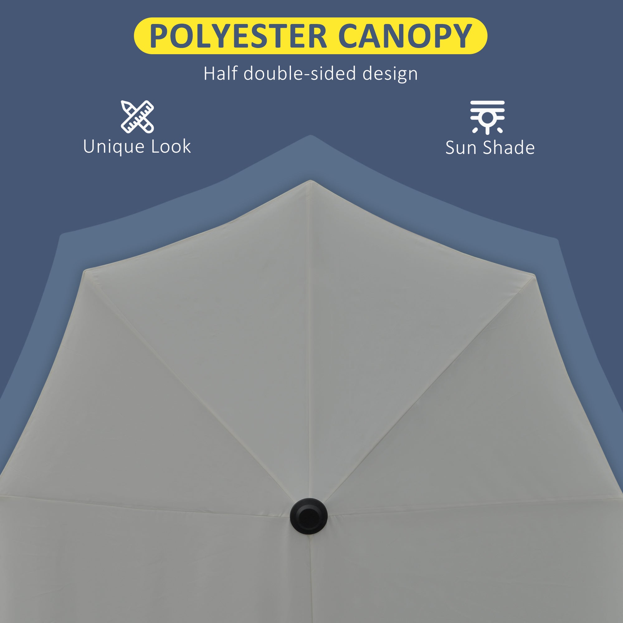 Outsunny 6.6 x 6ft Patio Umbrella with Double-Sided Canopy, Outdoor Market Half Parasol Sun Shade with Crank Handle and Cross Base for Garden, Balcony, Dark Grey