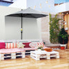 Outsunny 6.6 x 6ft Patio Umbrella with Double-Sided Canopy, Outdoor Market Half Parasol Sun Shade with Crank Handle and Cross Base for Garden, Balcony, Dark Grey