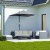 Outsunny 6.6 x 6ft Patio Umbrella with Double-Sided Canopy, Outdoor Market Half Parasol Sun Shade with Crank Handle and Cross Base for Garden, Balcony, Dark Grey