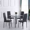 HOMCOM Modern Dining Chairs Set of 4, Upholstered Linen Fabric Kitchen Chairs with Channel Tufting and Metal Legs for Living Room, Dining Room, Bedroom, Grey