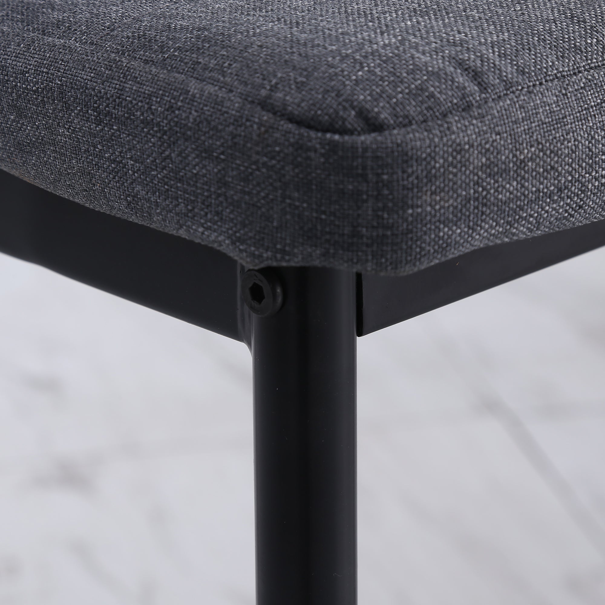 HOMCOM Modern Dining Chairs Set of 4, Upholstered Linen Fabric Kitchen Chairs with Channel Tufting and Metal Legs for Living Room, Dining Room, Bedroom, Grey