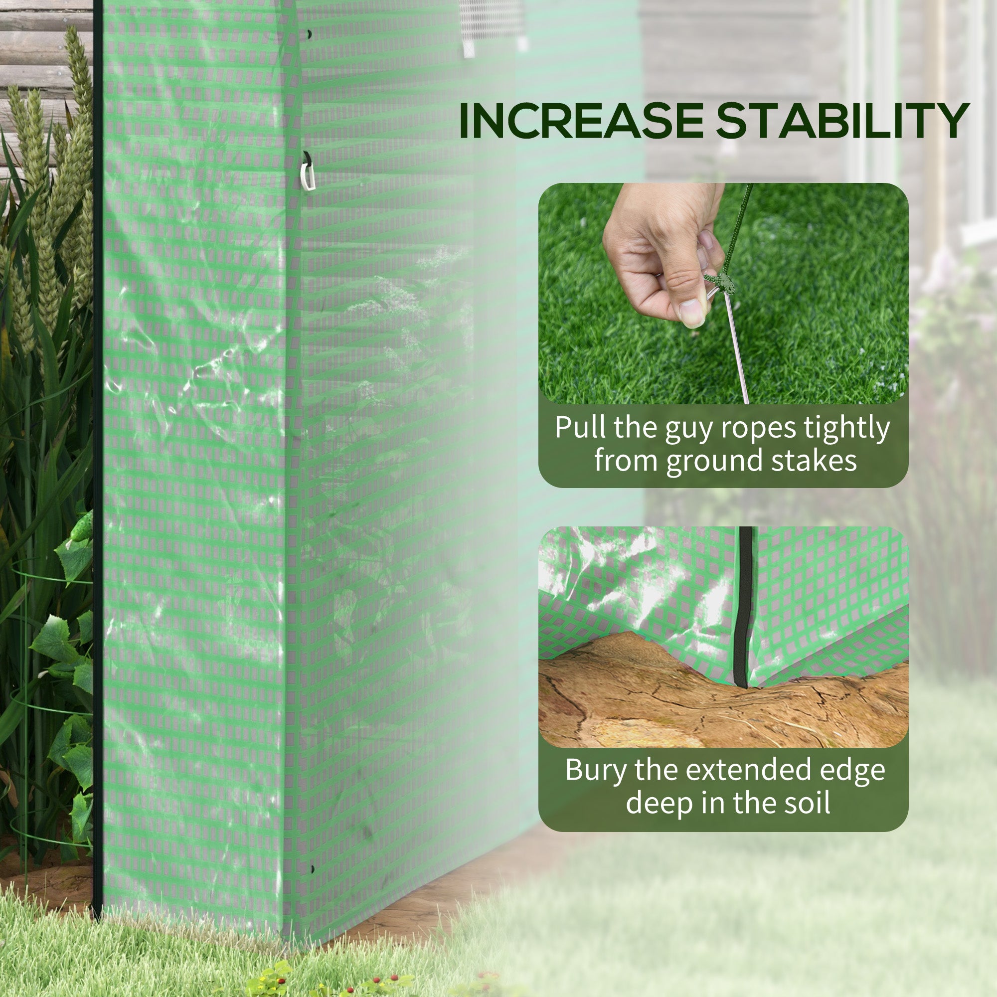 Outsunny 6' x 6' x 6.6' Tunnel Greenhouse with Doors and Mesh Windows, Walk-in Green House with UV-resistant PE Cover and Steel Frame, Garden Plants Growing Warm House Tent, Green