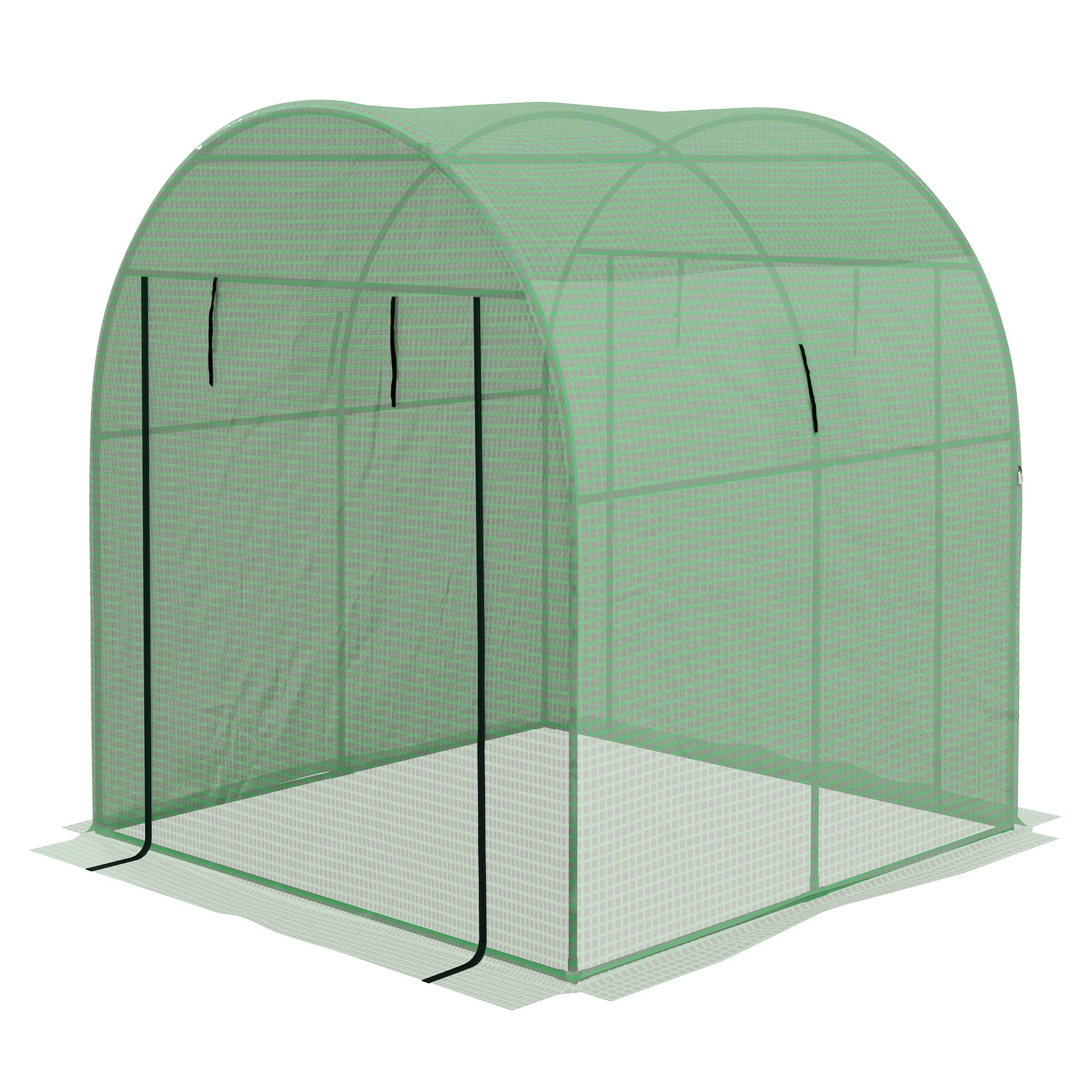 Outsunny 6' x 6' x 6.6' Tunnel Greenhouse with Doors and Mesh Windows, Walk-in Green House with UV-resistant PE Cover and Steel Frame, Garden Plants Growing Warm House Tent, Green