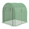 Outsunny 6' x 6' x 6.6' Tunnel Greenhouse with Doors and Mesh Windows, Walk-in Green House with UV-resistant PE Cover and Steel Frame, Garden Plants Growing Warm House Tent, Green