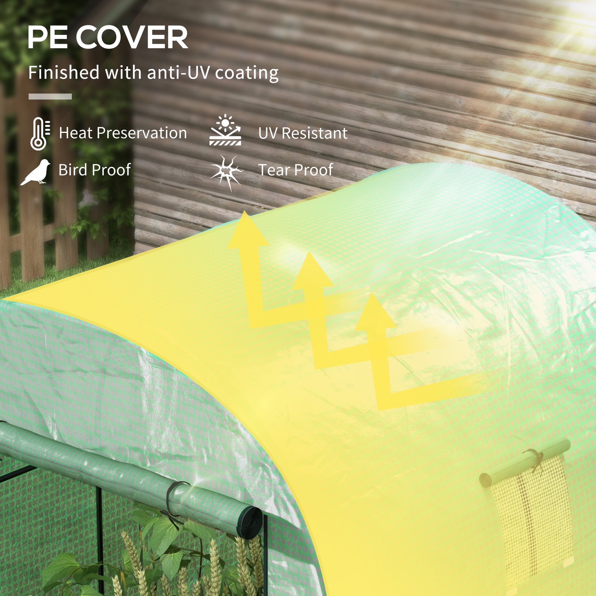 Outsunny 6' x 6' x 6.6' Tunnel Greenhouse with Doors and Mesh Windows, Walk-in Green House with UV-resistant PE Cover and Steel Frame, Garden Plants Growing Warm House Tent, Green