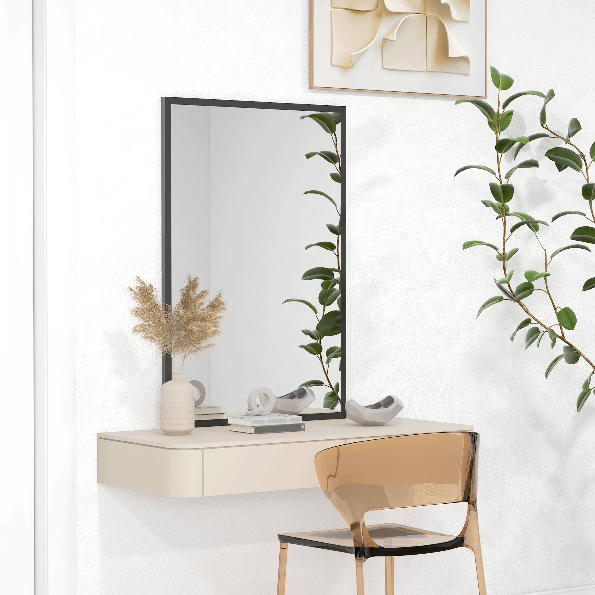 HOMCOM 24" x 36" Wall Mirror, Rectangular Bathroom Mirror for Living Room, Bedroom, Entryway, Home Decor, Hangs Horizontally and Vertically, Black