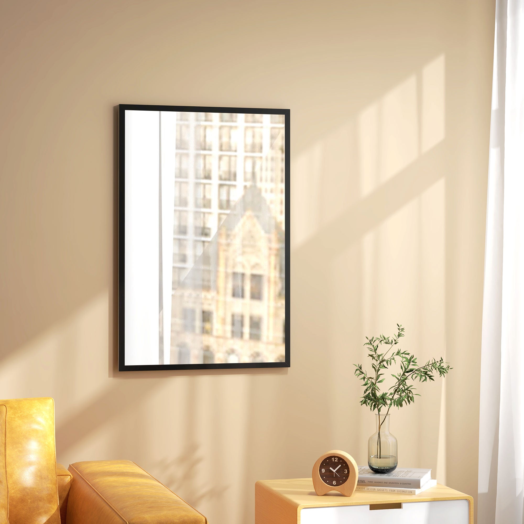 HOMCOM 24" x 36" Wall Mirror, Rectangular Bathroom Mirror for Living Room, Bedroom, Entryway, Home Decor, Hangs Horizontally and Vertically, Black