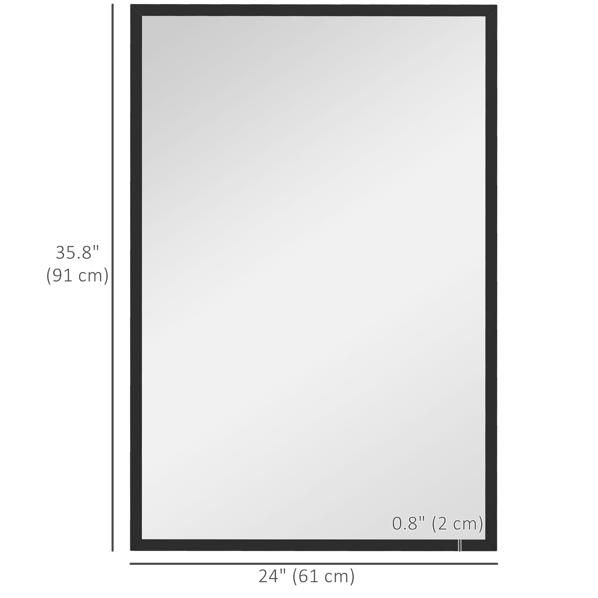 HOMCOM 24" x 36" Wall Mirror, Rectangular Bathroom Mirror for Living Room, Bedroom, Entryway, Home Decor, Hangs Horizontally and Vertically, Black