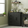 HOMCOM Bathroom Floor Cabinet, Farmhouse Bathroom Storage Cabinet with Barn Doors and Adjustable Shelf, Black