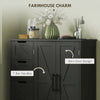 HOMCOM Bathroom Floor Cabinet, Farmhouse Bathroom Storage Cabinet with Barn Doors and Adjustable Shelf, Black