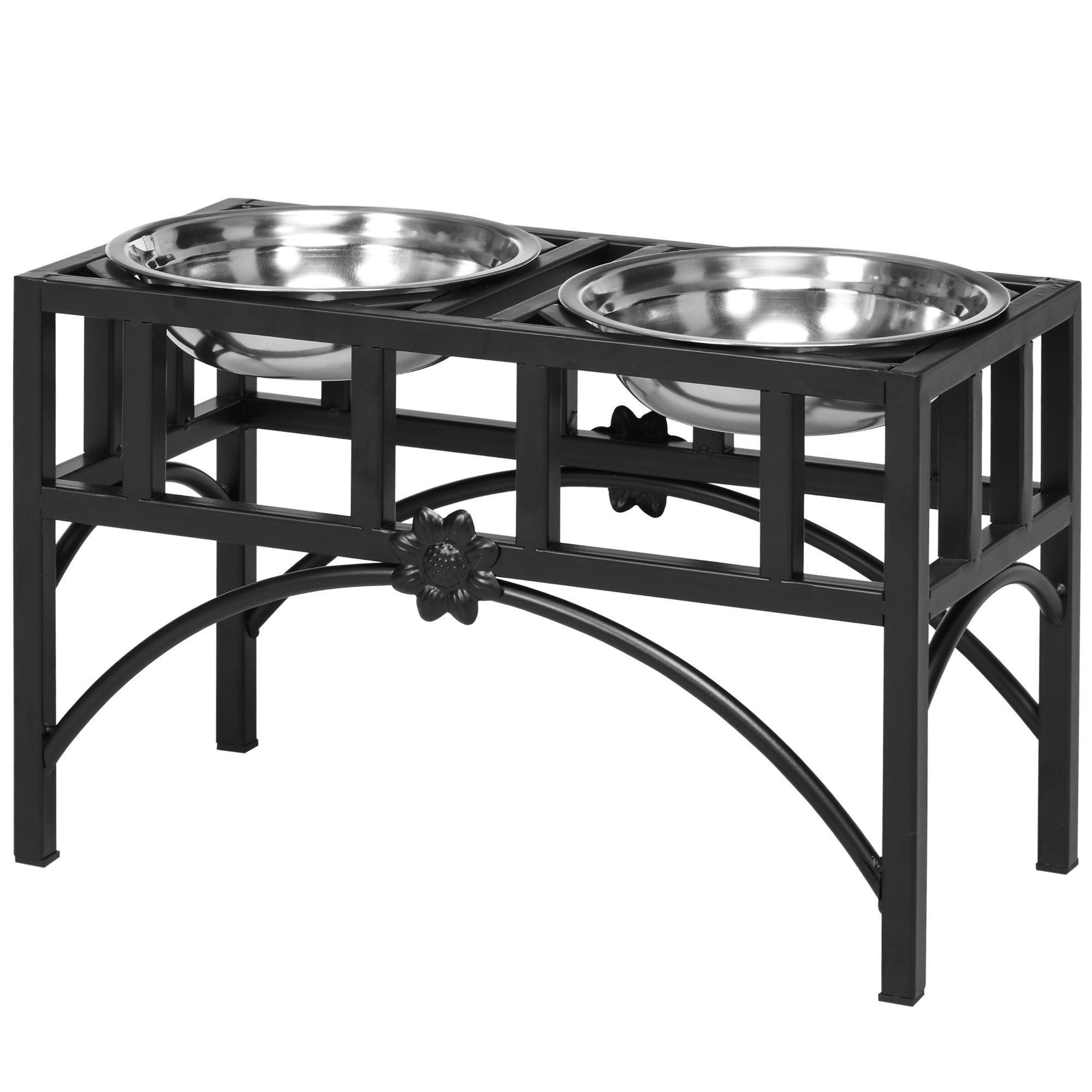 PawHut Elevated Dog Bowls, Double Stainless Steel Heavy Duty Dog Food Bowl Elevated Pet Feeding Station, 10.5" H