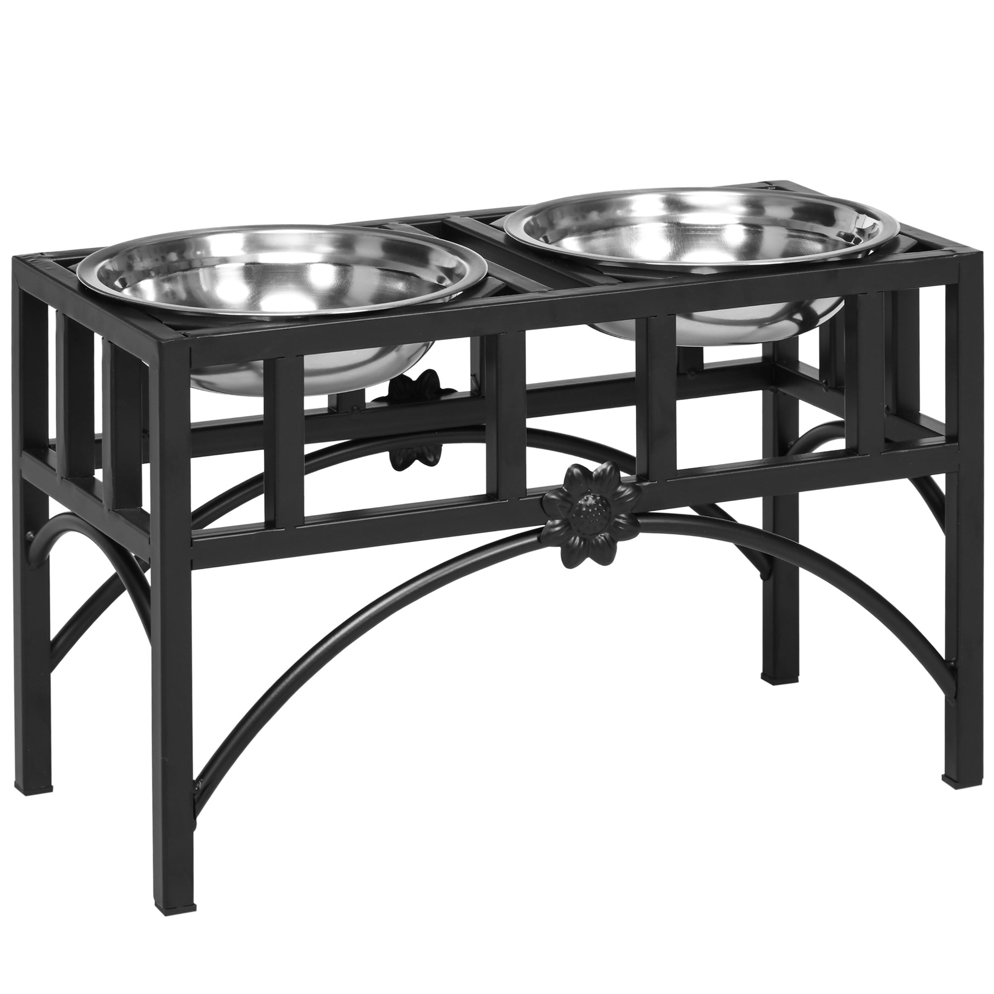 PawHut Elevated Dog Bowls, Double Stainless Steel Heavy Duty Dog Food Bowl Elevated Pet Feeding Station, 10.5" H
