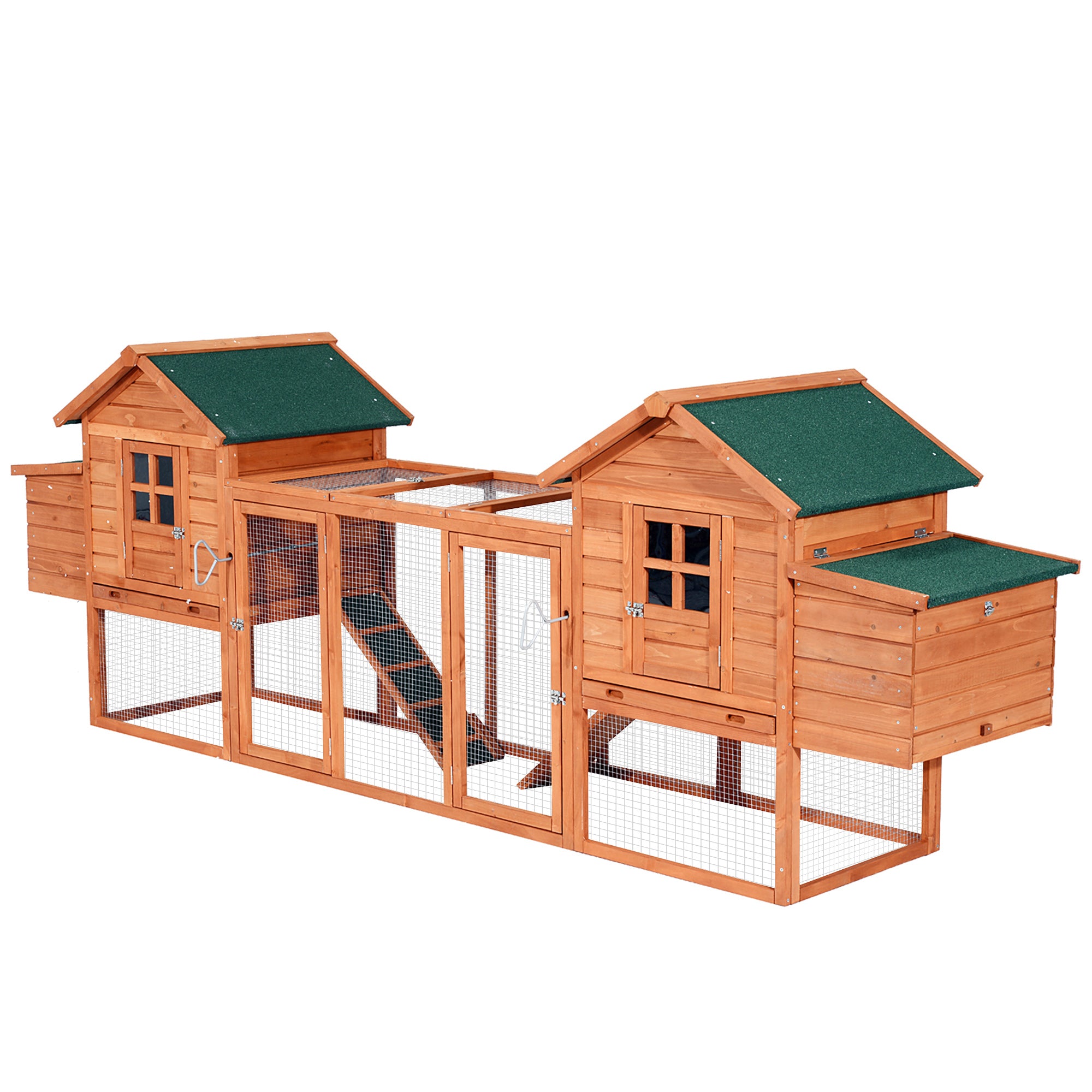 PawHut 123" Extra Large Chicken Coop Wooden Poultry House Rabbit Hutch Hen Backyard with Outdoor Run Ramps and Nesting Boxes