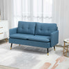 HOMCOM 55" Loveseat Sofa for Bedroom, Modern Love Seats Furniture with Button Tufting, Upholstered Small Couch for Living Room, Small Space, Dark Blue