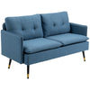 HOMCOM 55" Loveseat Sofa for Bedroom, Modern Love Seats Furniture with Button Tufting, Upholstered Small Couch for Living Room, Small Space, Dark Blue