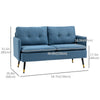 HOMCOM 55" Loveseat Sofa for Bedroom, Modern Love Seats Furniture with Button Tufting, Upholstered Small Couch for Living Room, Small Space, Dark Blue