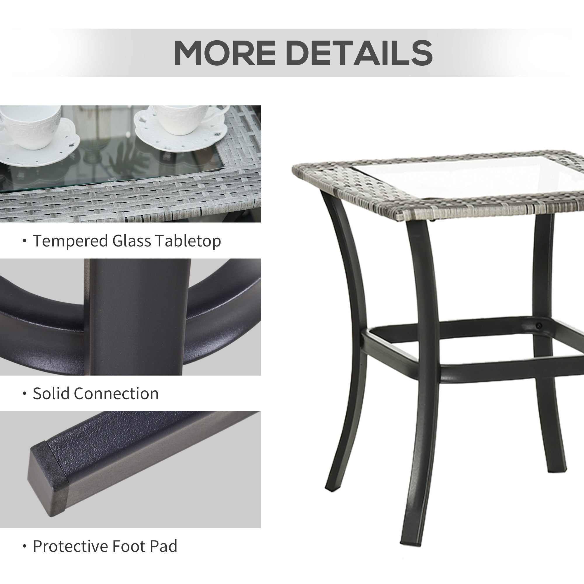 Outsunny 3 Pieces Patio Wicker Rocking Chair Set,  Outdoor PE Rattan Bistro Set Conversation Rocker Set with 2 Chairs 1 Coffee Table for Backyard, Deck, Poolside, Grey