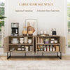 HOMCOM Modern Sideboard, Buffet Cabinet with 4 Chevron Doors and 2 Adjustable Shelves, Kitchen Storage Cabinet with Steel Base, Coffee Bar Cabinet, 23.6" H, Oak