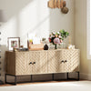 HOMCOM Modern Sideboard, Buffet Cabinet with 4 Chevron Doors and 2 Adjustable Shelves, Kitchen Storage Cabinet with Steel Base, Coffee Bar Cabinet, 23.6" H, Oak