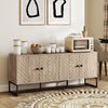 HOMCOM Modern Sideboard, Buffet Cabinet with 4 Chevron Doors and 2 Adjustable Shelves, Kitchen Storage Cabinet with Steel Base, Coffee Bar Cabinet, 23.6" H, Oak