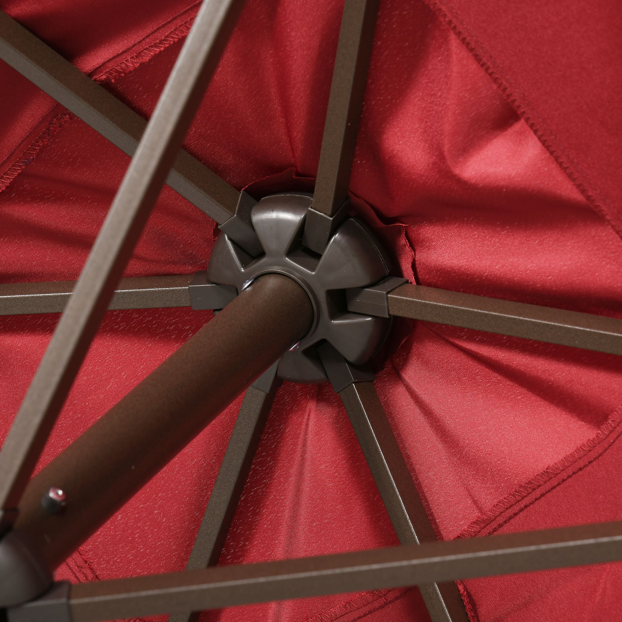 Outsunny 6.5x10ft Patio Umbrella Rectangle Solar Powered Tilt Aluminum Outdoor Market Parasol with LEDs Crank (Wine Red)