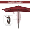 Outsunny 6.5x10ft Patio Umbrella Rectangle Solar Powered Tilt Aluminum Outdoor Market Parasol with LEDs Crank (Wine Red)