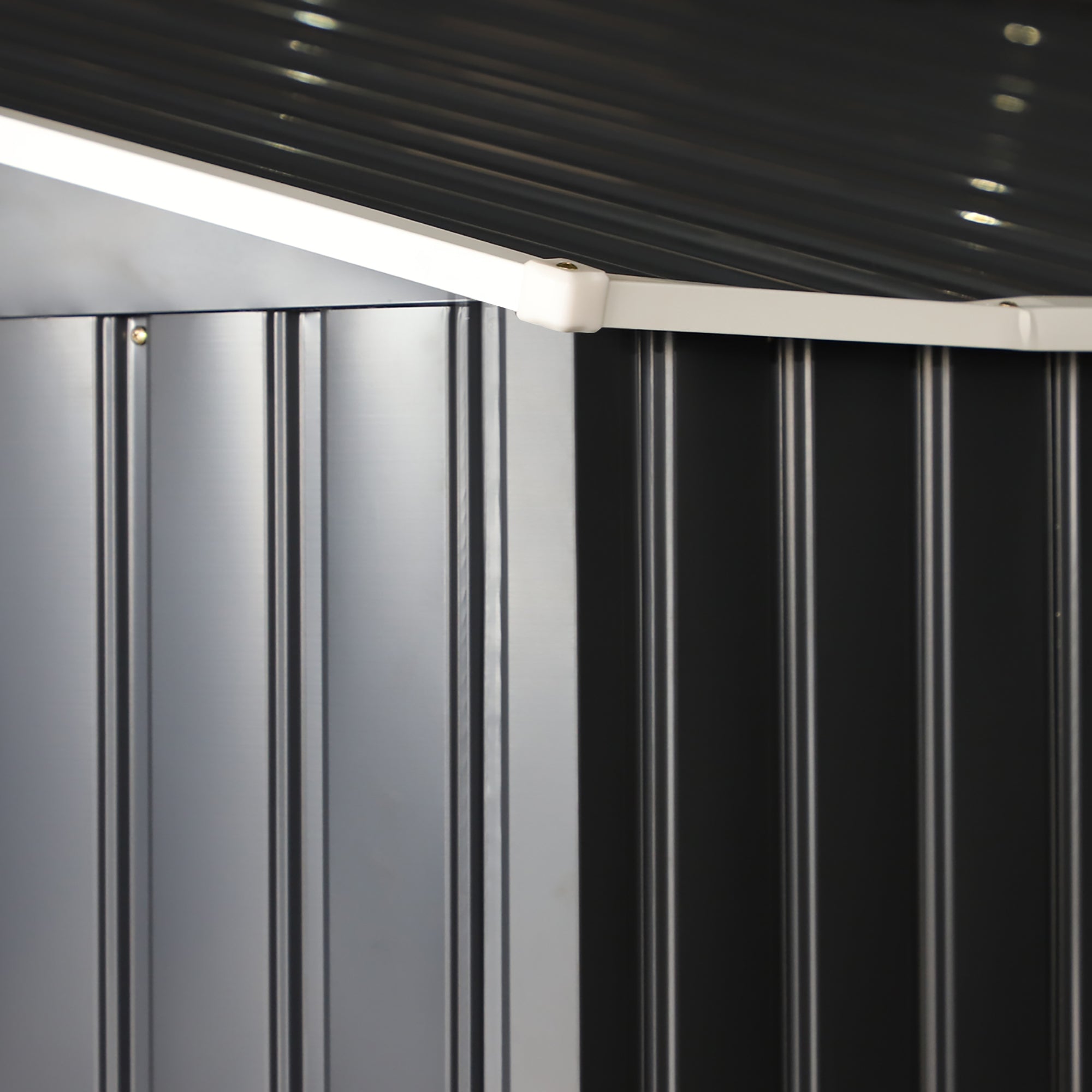 Outsunny 11' x 13' Practical Backyard Garden Storage Tool Shed Double Sliding Door 4 Ventilation Slots, Grey