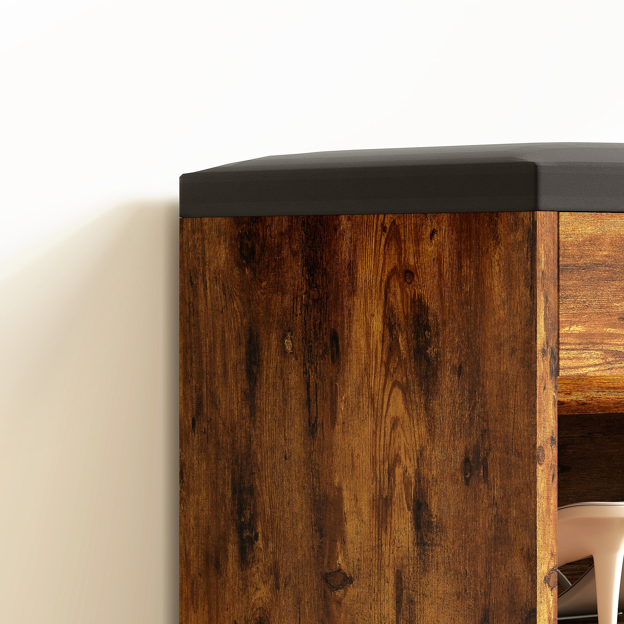 HOMCOM Shoe Bench Entryway Storage Rack with Padded Cushion PU Cover Hidden Storage for Hallway Living Room Bedroom, Rustic Brown