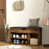 HOMCOM Shoe Bench Entryway Storage Rack with Padded Cushion PU Cover Hidden Storage for Hallway Living Room Bedroom, Rustic Brown