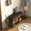 HOMCOM Shoe Bench Entryway Storage Rack with Padded Cushion PU Cover Hidden Storage for Hallway Living Room Bedroom, Rustic Brown