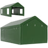 Outsunny Carport, 12 x 20ft Portable Garage with 2 Roll-Up Doors and 4 Windows, Heavy Duty Outdoor Car Shelter with Removable Sidewalls for Car, Truck, Garden Tools, Dark Green