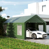 Outsunny Carport, 12 x 20ft Portable Garage with 2 Roll-Up Doors and 4 Windows, Heavy Duty Outdoor Car Shelter with Removable Sidewalls for Car, Truck, Garden Tools, Dark Green