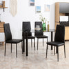 HOMCOM Modern Dining Table Set for 4, Space-Saving 5 Pieces Kitchen Table Set with PU Leather Upholstered Chairs, Glass Table Top and Steel Frame, Black