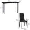 HOMCOM Modern Dining Table Set for 4, Space-Saving 5 Pieces Kitchen Table Set with PU Leather Upholstered Chairs, Glass Table Top and Steel Frame, Black