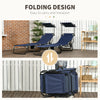 Outsunny Set of 2 Folding Outdoor Chaise Lounge Chairs, Pool, Sun, Tanning Chairs with 5-Level Reclining Backrest, Sunshade, Steel Frame for Beach, Yard, Patio, Dark Blue