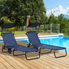 Outsunny Set of 2 Folding Outdoor Chaise Lounge Chairs, Pool, Sun, Tanning Chairs with 5-Level Reclining Backrest, Sunshade, Steel Frame for Beach, Yard, Patio, Dark Blue