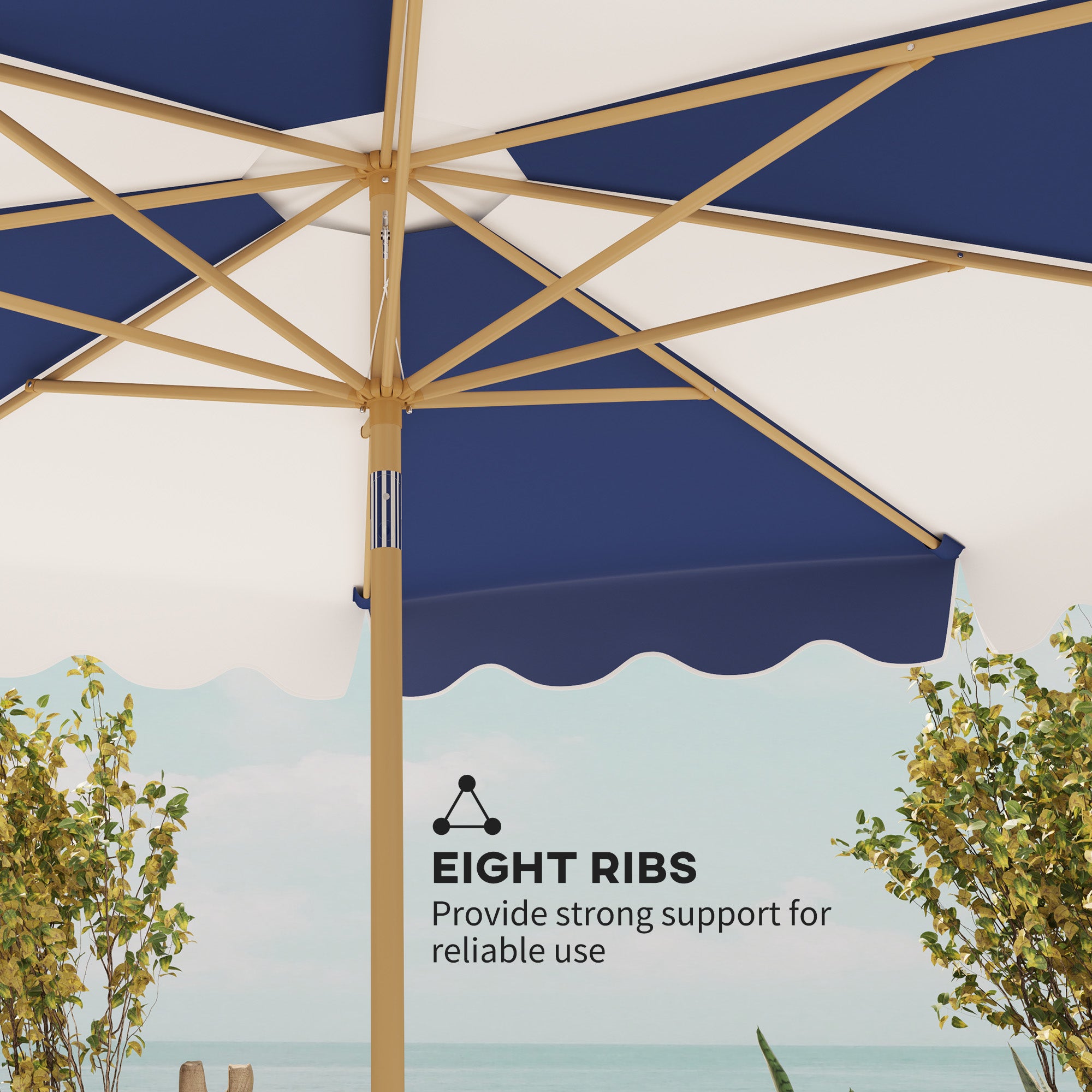 Outsunny 9FT Patio Umbrella, 45° Tilting Parasol with 8 Ribs, Crank & Air Vent, UPF 50+ Outdoor Umbrella for Garden, Deck, Poolside, Mixed Colour
