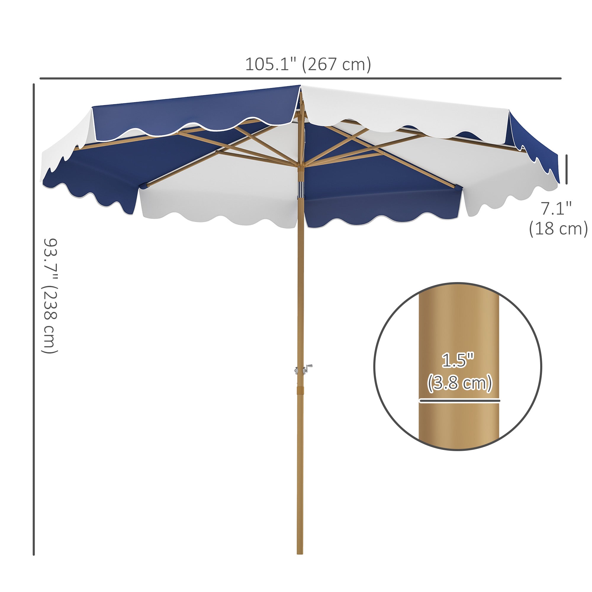 Outsunny 9FT Patio Umbrella, 45° Tilting Parasol with 8 Ribs, Crank & Air Vent, UPF 50+ Outdoor Umbrella for Garden, Deck, Poolside, Mixed Colour