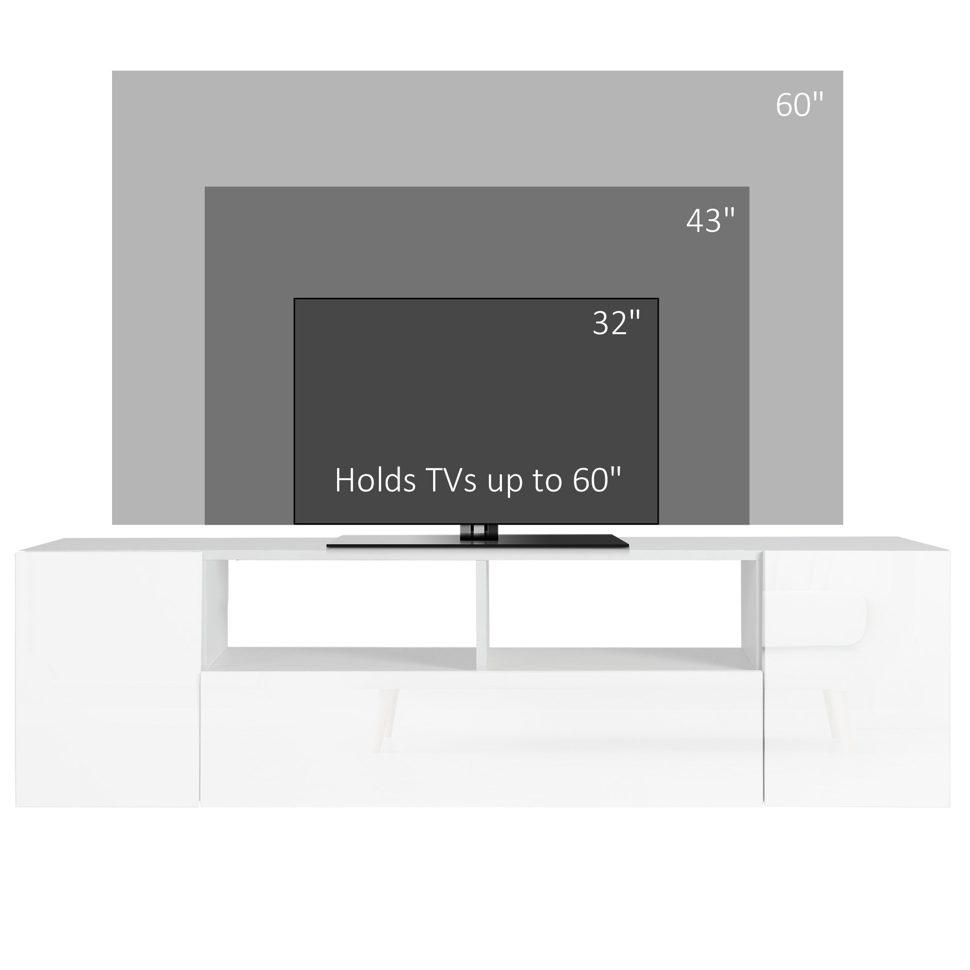 HOMCOM High Gloss TV Cabinet Stand for TVs up to 60