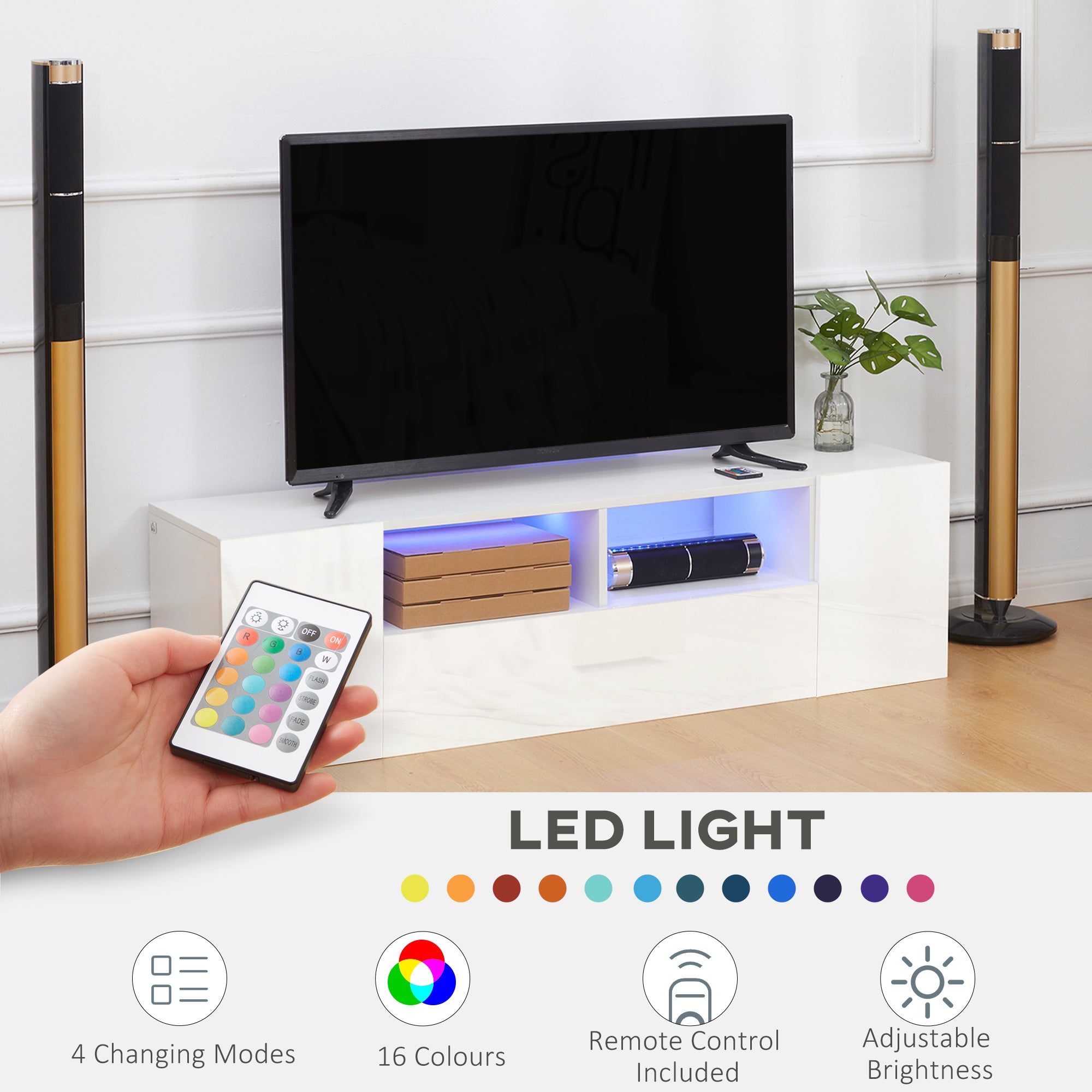 HOMCOM High Gloss TV Cabinet Stand for TVs up to 60